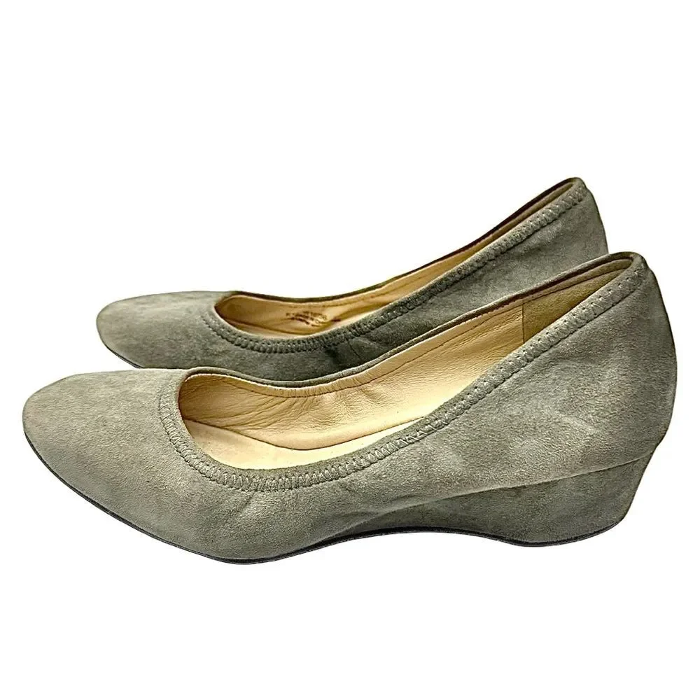 Cole Haan Grand OS Wedge Heels Women’s Size 6 B Gray Suede Slip Ons Pre-Owned